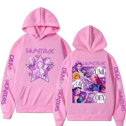 Kpop Demon Hunters Fanmerch Mira Rumi Zoey Huntrix Hoodie Harajuku Pullover Tops Man Woman Sweatshirt Fans Gift