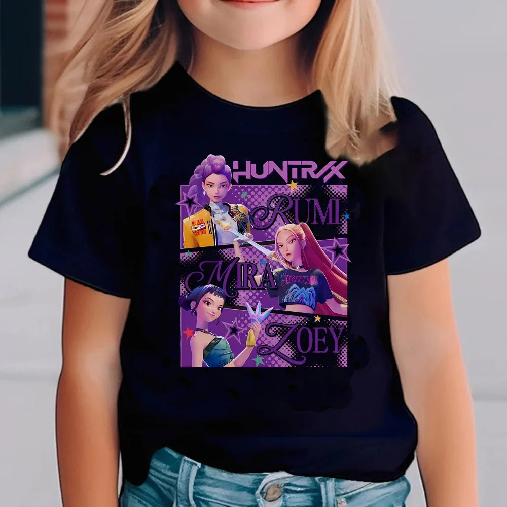 Kpop Demon Hunters Children'S T Shirt Short Sleeve T-Shirt Kids Cute Kpop Demon Hunters Tiger Harajuku Tshirt for Boys Girls