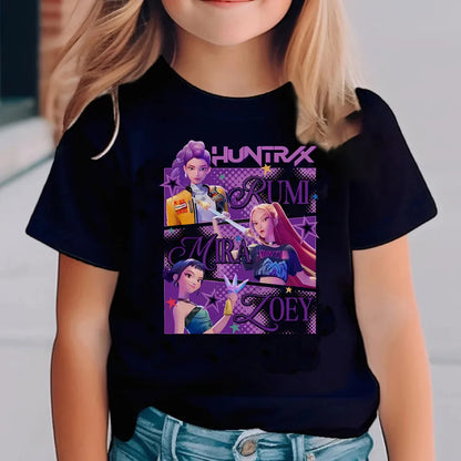 Kpop Demon Hunters Children'S T Shirt Short Sleeve T-Shirt Kids Cute Kpop Demon Hunters Tiger Harajuku Tshirt for Boys Girls