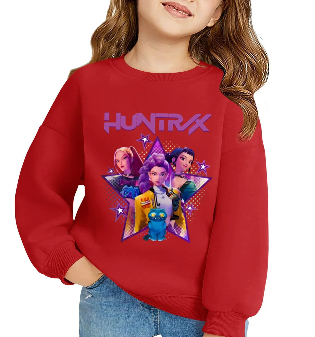 Kpop Demon Hunters Huntrix Sweatshirts Kids Clothes Long Sleeve Autumn Pullover Boys Girls Hoodies Children Casual O-Neck Tops