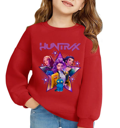 Kpop Demon Hunters Huntrix Sweatshirts Kids Clothes Long Sleeve Autumn Pullover Boys Girls Hoodies Children Casual O-Neck Tops