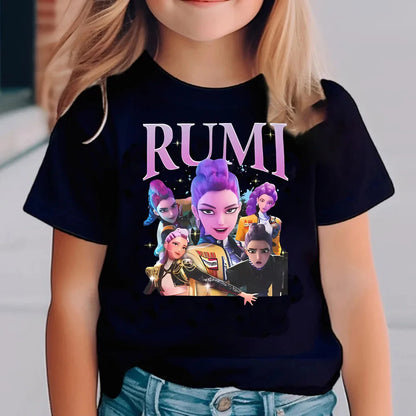 Kpop Demon Hunters Children'S T Shirt Short Sleeve T-Shirt Kids Cute Kpop Demon Hunters Tiger Harajuku Tshirt for Boys Girls