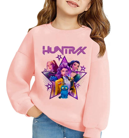 Kpop Demon Hunters Huntrix Sweatshirts Kids Clothes Long Sleeve Autumn Pullover Boys Girls Hoodies Children Casual O-Neck Tops