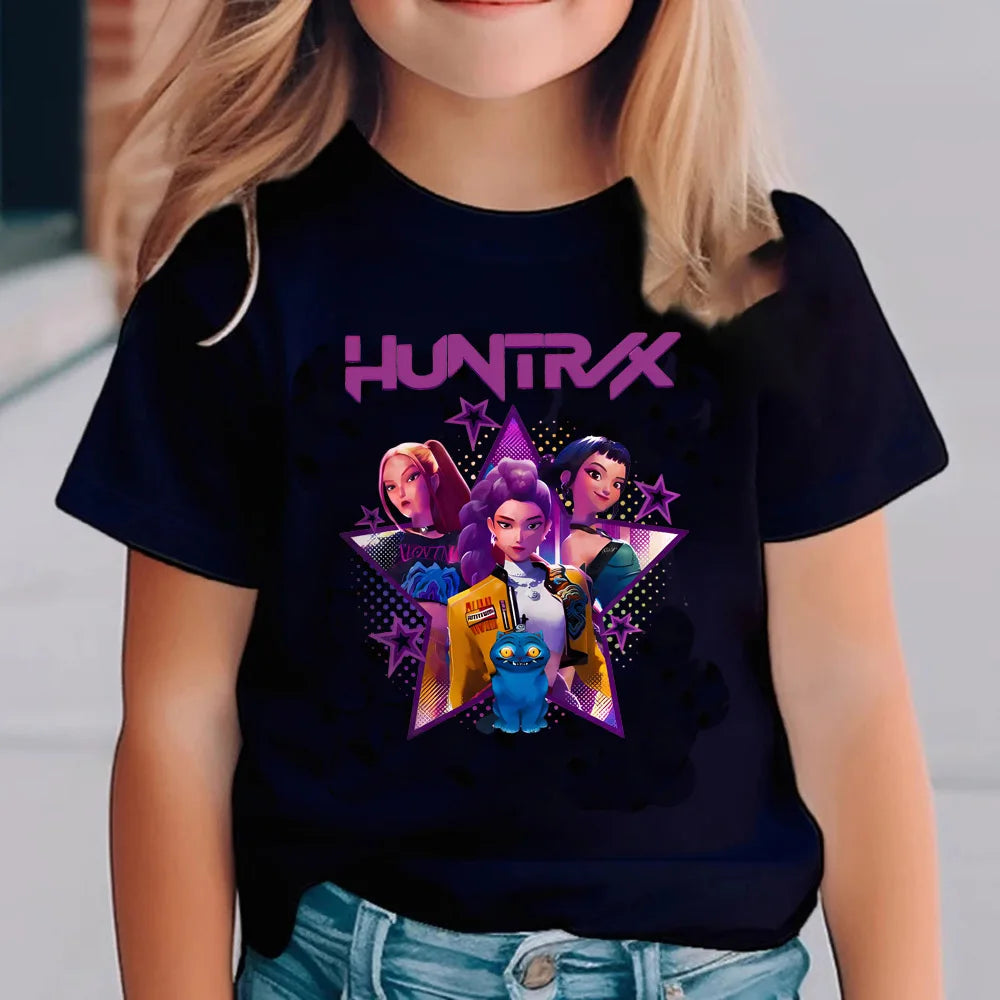Kpop Demon Hunters Children'S T Shirt Short Sleeve T-Shirt Kids Cute Kpop Demon Hunters Tiger Harajuku Tshirt for Boys Girls