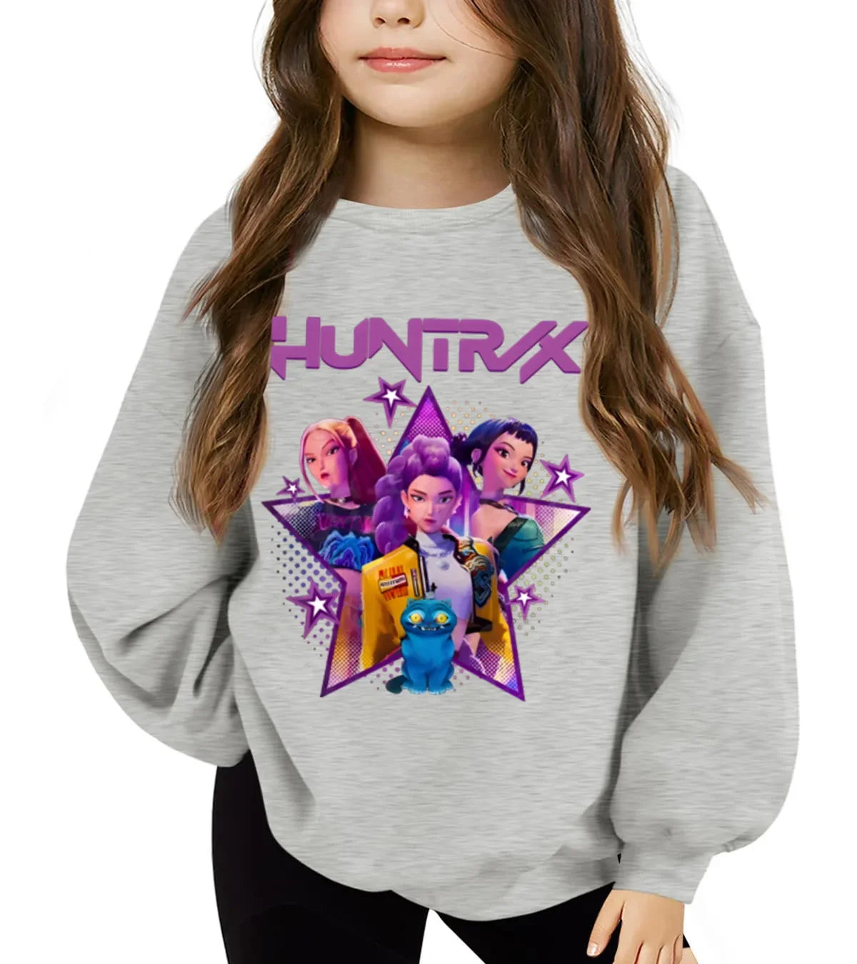 Kpop Demon Hunters Huntrix Sweatshirts Kids Clothes Long Sleeve Autumn Pullover Boys Girls Hoodies Children Casual O-Neck Tops