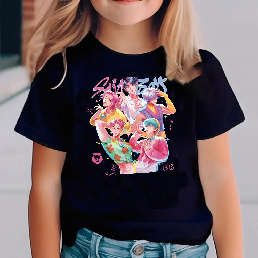 Kpop Demon Hunters Children'S T Shirt Short Sleeve T-Shirt Kids Cute Kpop Demon Hunters Tiger Harajuku Tshirt for Boys Girls