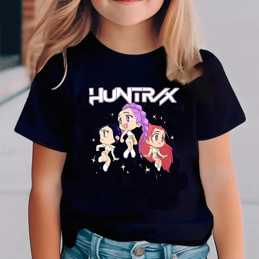 Kpop Demon Hunters Children'S T Shirt Short Sleeve T-Shirt Kids Cute Kpop Demon Hunters Tiger Harajuku Tshirt for Boys Girls
