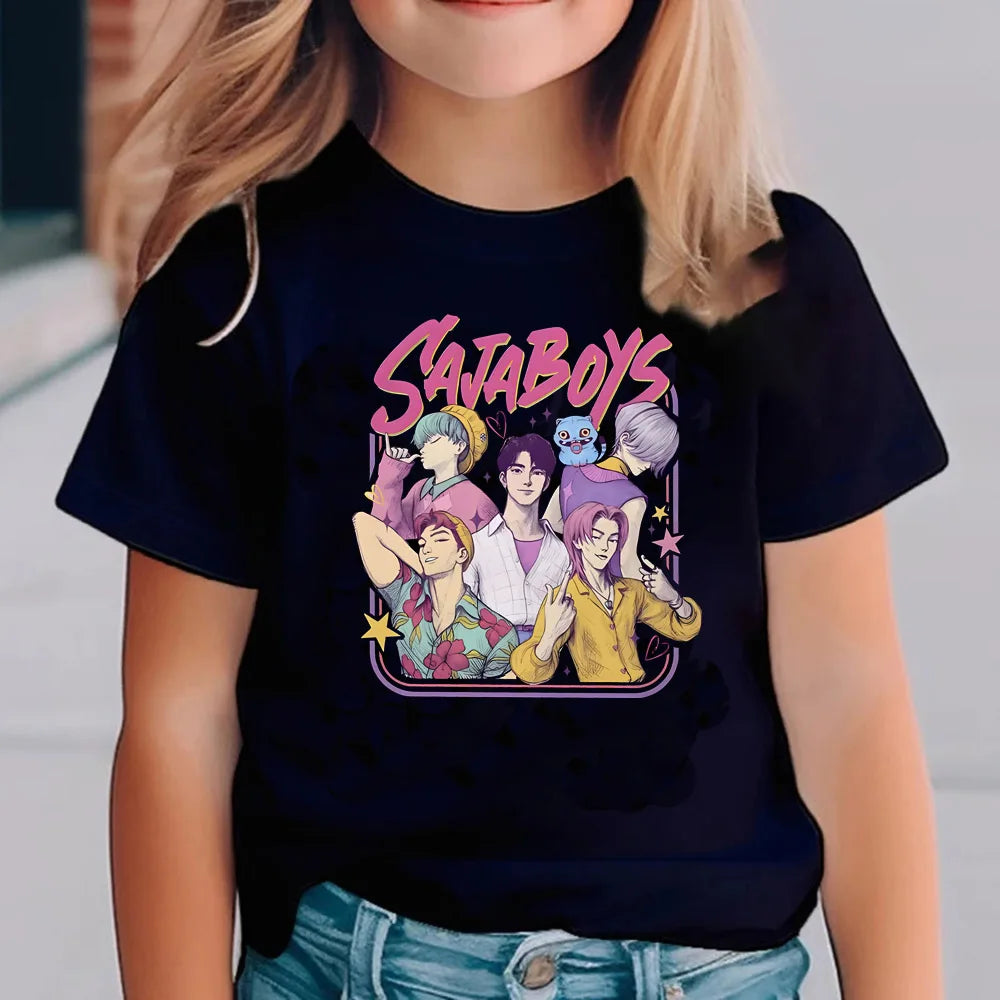 Kpop Demon Hunters Children'S T Shirt Short Sleeve T-Shirt Kids Cute Kpop Demon Hunters Tiger Harajuku Tshirt for Boys Girls