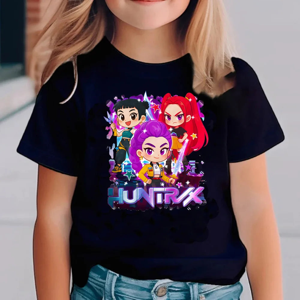 Kpop Demon Hunters Children'S T Shirt Short Sleeve T-Shirt Kids Cute Kpop Demon Hunters Tiger Harajuku Tshirt for Boys Girls