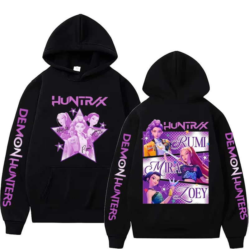 Kpop Demon Hunters Fanmerch Mira Rumi Zoey Huntrix Hoodie Harajuku Pullover Tops Man Woman Sweatshirt Fans Gift